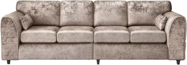 Furniture 786 Minimalist 4 Seater Full Back Crushed Velevt Sofa in Gold - image 1