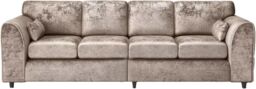 Furniture 786 Minimalist 4 Seater Full Back Crushed Velevt Sofa in Gold