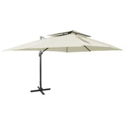 Berkfield Home Durable Cantilever Garden Parasol with Double Top Sand 400x300 cm in Beige - thumbnail 2