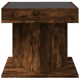 Berkfield Home Coffee Table with LED Smoked Oak 50x50x45 cm Engineered Wood in Brown - Size: 50 x 50 x 45 cm - thumbnail 6