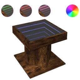 Berkfield Home Coffee Table with LED Smoked Oak 50x50x45 cm Engineered Wood in Brown - Size: 50 x 50 x 45 cm - thumbnail 1