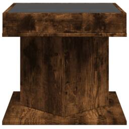 Berkfield Home Coffee Table with LED Smoked Oak 50x50x45 cm Engineered Wood in Brown - Size: 50 x 50 x 45 cm - thumbnail 7