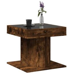 Berkfield Home Coffee Table with LED Smoked Oak 50x50x45 cm Engineered Wood in Brown - Size: 50 x 50 x 45 cm - thumbnail 5