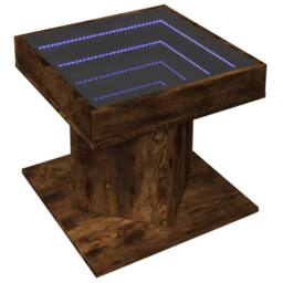 Berkfield Home Coffee Table with LED Smoked Oak 50x50x45 cm Engineered Wood in Brown - Size: 50 x 50 x 45 cm - thumbnail 3