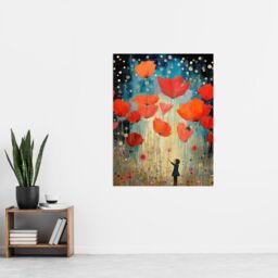 Artery8 Poppy Dreams Oil Painting Kids Bedroom Child In Wildflower Meadow Of Giant Poppies Extra Large XL Unframed Wall Art Poster Print - thumbnail 4