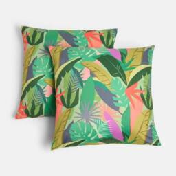 OHS 2 x Palms Print Garden Cushion Covers Outdoor Water Resistant - Size: 45 cm x 45 cm - thumbnail 3