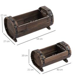 OUTSUNNY 2PCs Wooden Flower Plant Pot Outdoor Plant Box with Solid Wood in Brown - thumbnail 3
