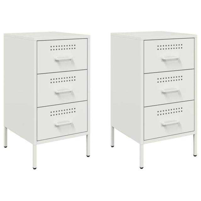 Berkfield Home Bedside Cabinets 2 pcs White 36x39x68 cm Steel - Size: 36 x 39 x 68 cm - image 1