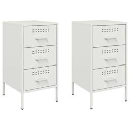 Berkfield Home Bedside Cabinets 2 pcs White 36x39x68 cm Steel - Size: 36 x 39 x 68 cm - thumbnail 1