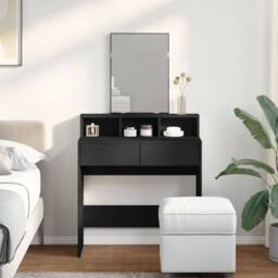 Berkfield Home Beautiful Dressing Table with Mirror Black 80x41x144.5 cm