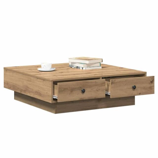 Berkfield Home Modern Coffee Table Artisan oak Veneer, MDF 90 x 90 x 28 cm Storage in Brown - image 1