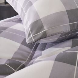 OHS Gingham Check Coverless Duvet 10.5 TOG Bedding Pillowcases Set in Light Grey - Size: King - thumbnail 3