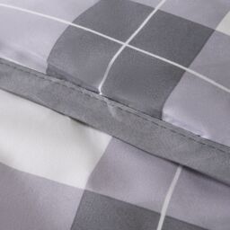 OHS Gingham Check Coverless Duvet 10.5 TOG Bedding Pillowcases Set in Light Grey - Size: King - thumbnail 4