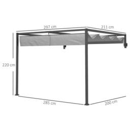 Matteo Lean-To Steel Pergola with Retractable Dark Grey Canopy - thumbnail 9
