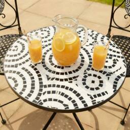 Home Source Bistro Set Outdoor Patio Garden Furniture Round Table & 2 Chairs in Black - thumbnail 2