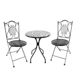 Home Source Bistro Set Outdoor Patio Garden Furniture Round Table & 2 Chairs in Black - thumbnail 5