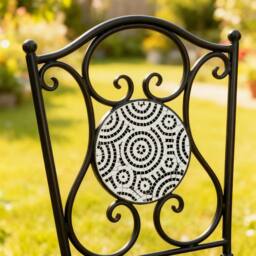 Home Source Bistro Set Outdoor Patio Garden Furniture Round Table & 2 Chairs in Black - thumbnail 3