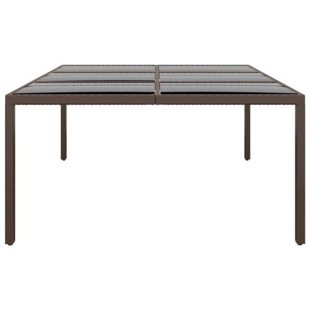 Berkfield Home Garden Table with Glass Top Brown 200x150x75 cm Rattan - Size: 200 x 150 x 75 cm - image 1