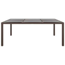 Berkfield Home Garden Table with Glass Top Brown 200x150x75 cm Rattan - Size: 200 x 150 x 75 cm - thumbnail 3