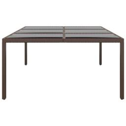 Berkfield Home Garden Table with Glass Top Brown 200x150x75 cm Rattan - Size: 200 x 150 x 75 cm - thumbnail 1