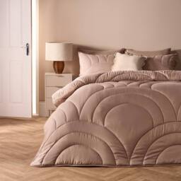 OHS Quilted Arches Coverless 7.5 TOG Duvet Bedding Set in Light Brown - Size: Double - thumbnail 1