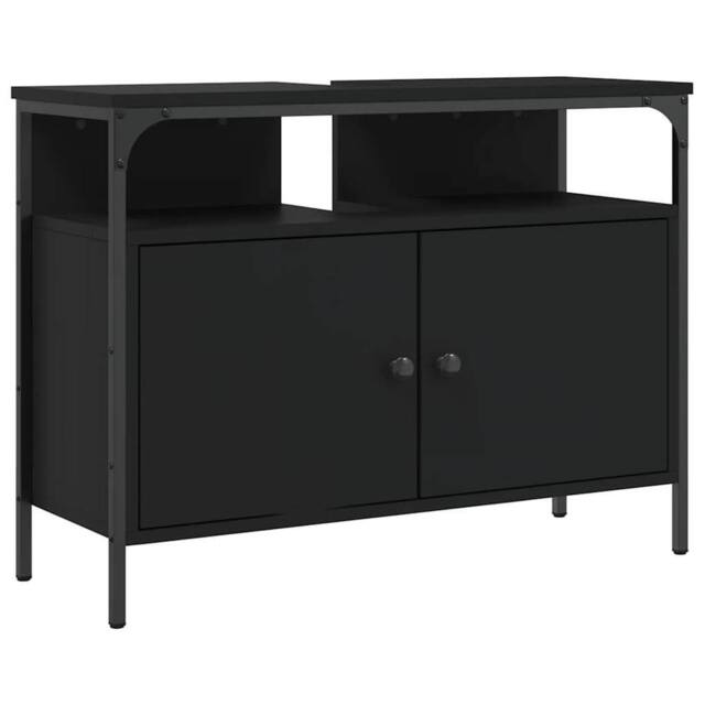 Berkfield Home Bathroom Sink Cabinet Black 80x30x60 cm Engineered Wood - Size: 80 x 30 x 60 cm - image 1