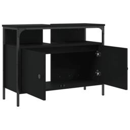 Berkfield Home Bathroom Sink Cabinet Black 80x30x60 cm Engineered Wood - Size: 80 x 30 x 60 cm - thumbnail 6