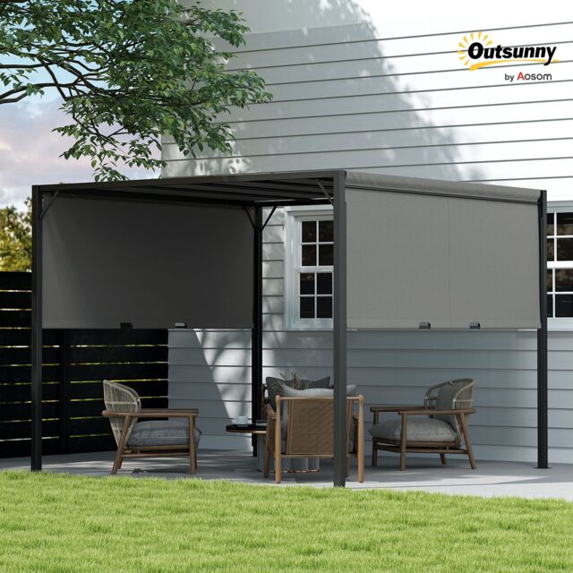 OUTSUNNY 3 X 3(m) Garden Metal Gazebo Party Canopy Tent Sun Shelter Cover Canopy in Dark Grey - image 1