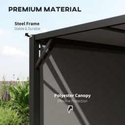 OUTSUNNY 3 X 3(m) Garden Metal Gazebo Party Canopy Tent Sun Shelter Cover Canopy in Dark Grey - thumbnail 4