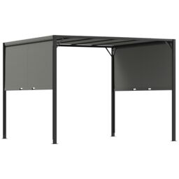 OUTSUNNY 3 X 3(m) Garden Metal Gazebo Party Canopy Tent Sun Shelter Cover Canopy in Dark Grey - thumbnail 2