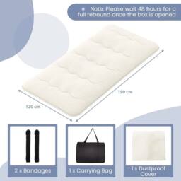 NESTLUNE 190×120×10cm Roll Up Japanese Futon Floor Mattress in Beige - Size: Cot - thumbnail 2