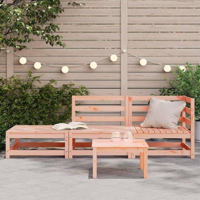 Berkfield Home Garden Sofa with Footstool 2-Seater Solid Wood Douglas in Light Brown - image 1