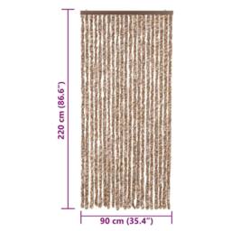 Berkfield Home Fly Curtain Beige & Dark Brown 90x220 cm Chenille - thumbnail 7