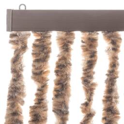 Berkfield Home Fly Curtain Beige & Dark Brown 90x220 cm Chenille - thumbnail 4