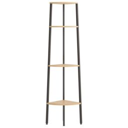 Berkfield Home 4-Tier Corner Shelf Light Brown & Black 45.5x31.5x150 cm - thumbnail 3