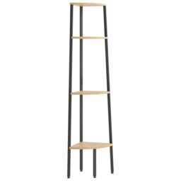 Berkfield Home 4-Tier Corner Shelf Light Brown & Black 45.5x31.5x150 cm - thumbnail 2