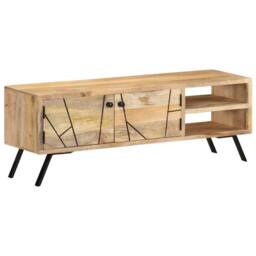 Berkfield Home TV Cabinet 110x30x40 cm Solid Mango Wood in Beige - Size: 110 x 30 x 40 cm - thumbnail 2