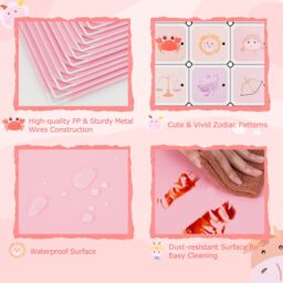 Gymax Portable Kids Wardrobe Cute 12-Cube Baby Closet With Hanging Sections in Pink - thumbnail 5