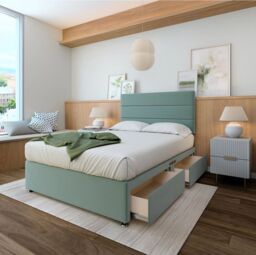 Bedmaster Plush Velvet Divan Base in Duck Egg Blue - Size: Double - thumbnail 2