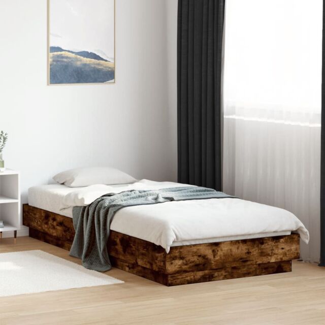 Berkfield Home Bed Frame without Mattress Smoked Oak 100x200 cm Engineered Wood in Brown - image 1