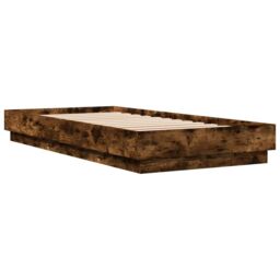 Berkfield Home Bed Frame without Mattress Smoked Oak 100x200 cm Engineered Wood in Brown - thumbnail 3