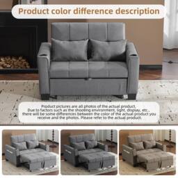 ModernLuxe 2 seater sofa bed with cup holders & pull out sleeper in Grey - thumbnail 2