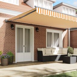 Berkfield Home Retractable Awning Manual Orange & White 500x300 cm - thumbnail 3