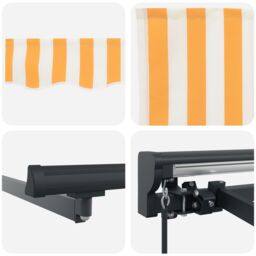 Berkfield Home Retractable Awning Manual Orange & White 500x300 cm - thumbnail 8
