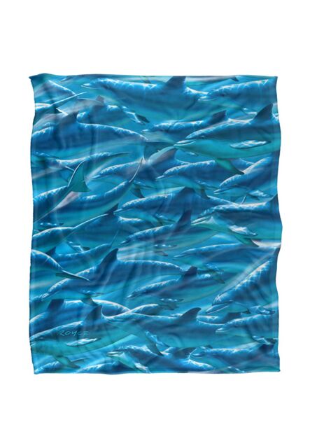 JQ Licensing Royce Mcclure Dolphin Race Pattern Silky Touch Super Soft Throw Blanket 152 X 127 cm in White - image 1