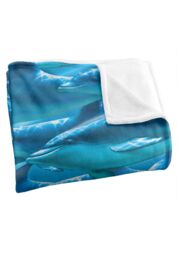 JQ Licensing Royce Mcclure Dolphin Race Pattern Silky Touch Super Soft Throw Blanket 152 X 127 cm in White - thumbnail 3