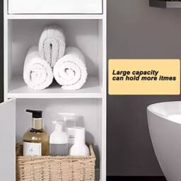 SPETLEK Waterproof Bathroom Storage Cabinet, Free Standing in White - thumbnail 3
