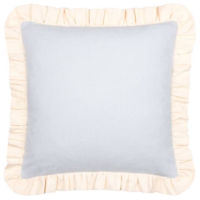 Wylder Effie 100% Cotton Plain Ruffle Cushion in Baby Blue - Size: 45 cm x 45 cm - image 1
