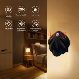 INMTFEI Rechargeable Motion Sensor Wall Light Dimmable Shell Lamp in Black - thumbnail 2