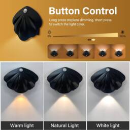 INMTFEI Rechargeable Motion Sensor Wall Light Dimmable Shell Lamp in Black - thumbnail 5